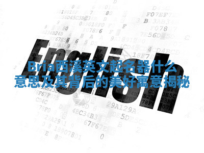 Bria西溪英文起名器什么意思及其背后的美好寓意揭秘