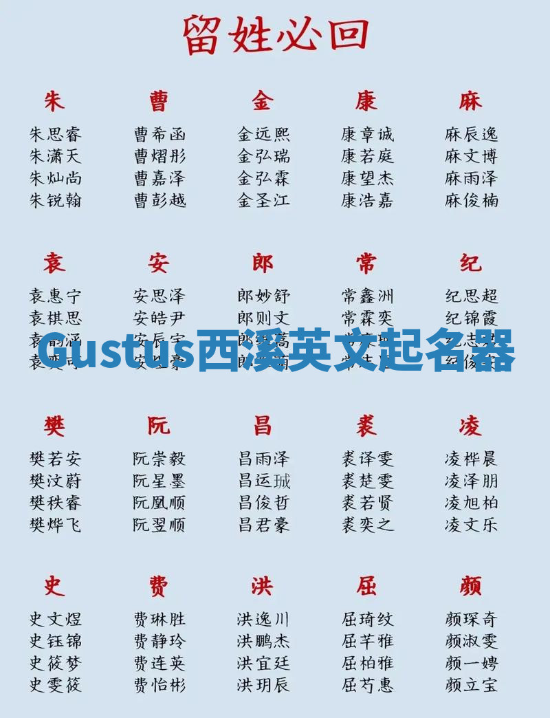 Gustus西溪英文起名器
