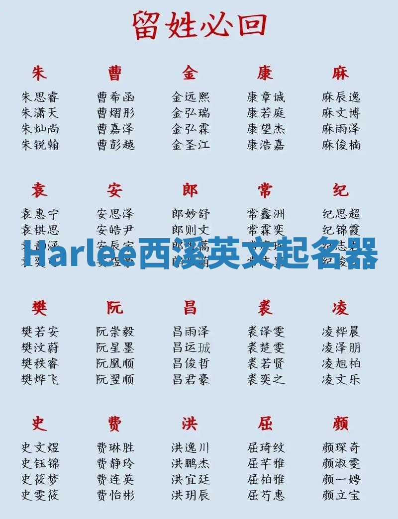 Harlee西溪英文起名器 Harlee西溪英文起名器