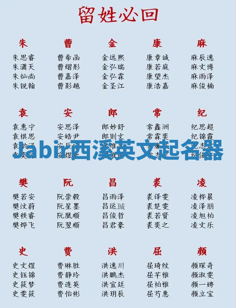 Jabir西溪英文起名器