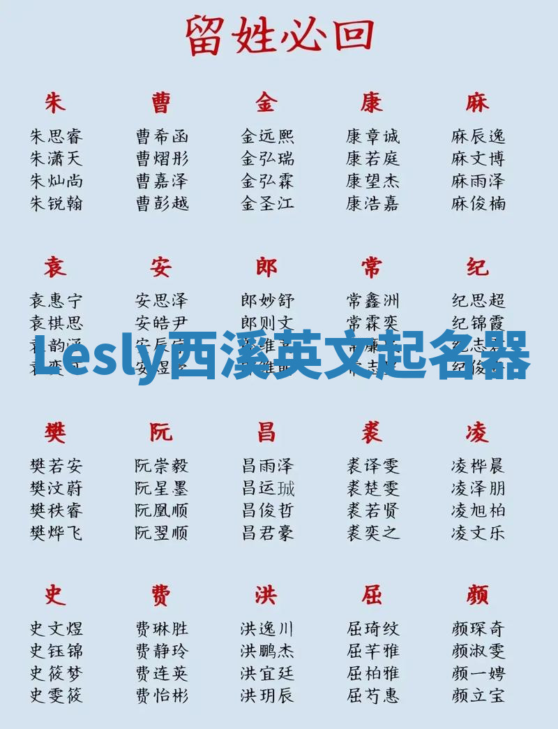Lesly西溪英文起名器