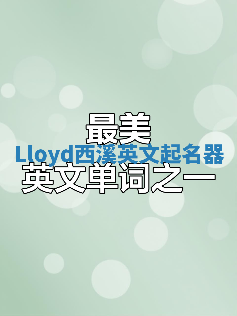 Lloyd西溪英文起名器 Lloyd西溪英文起名器