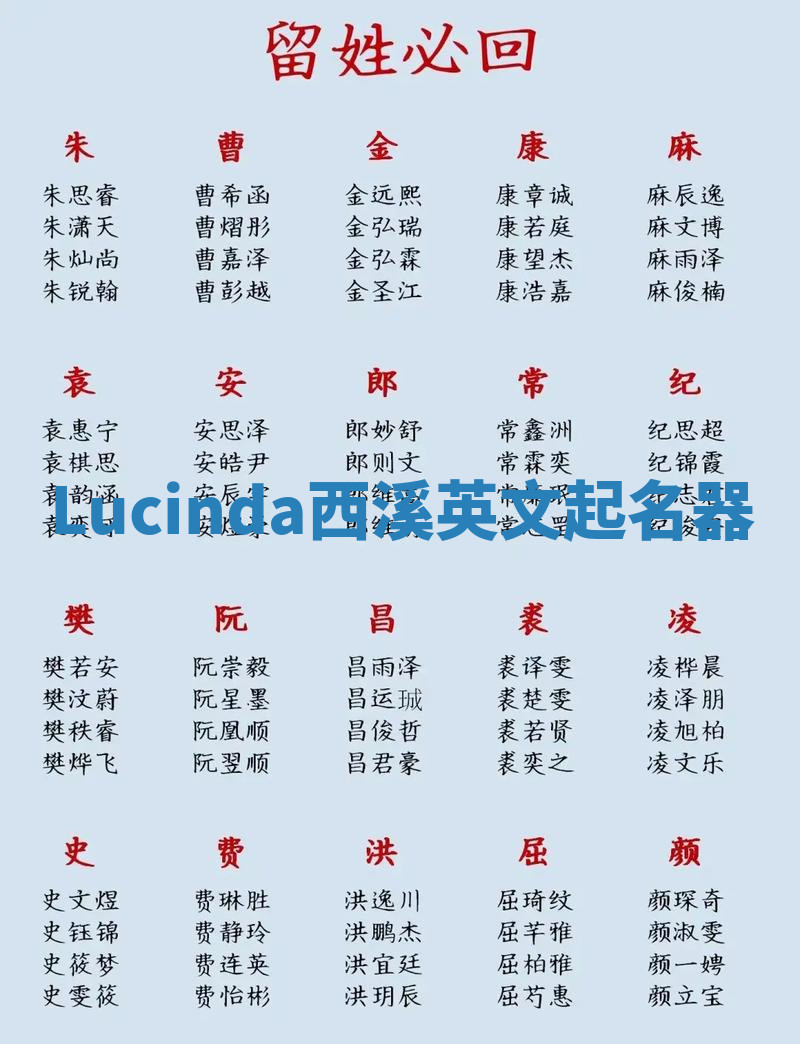 Lucinda西溪英文起名器