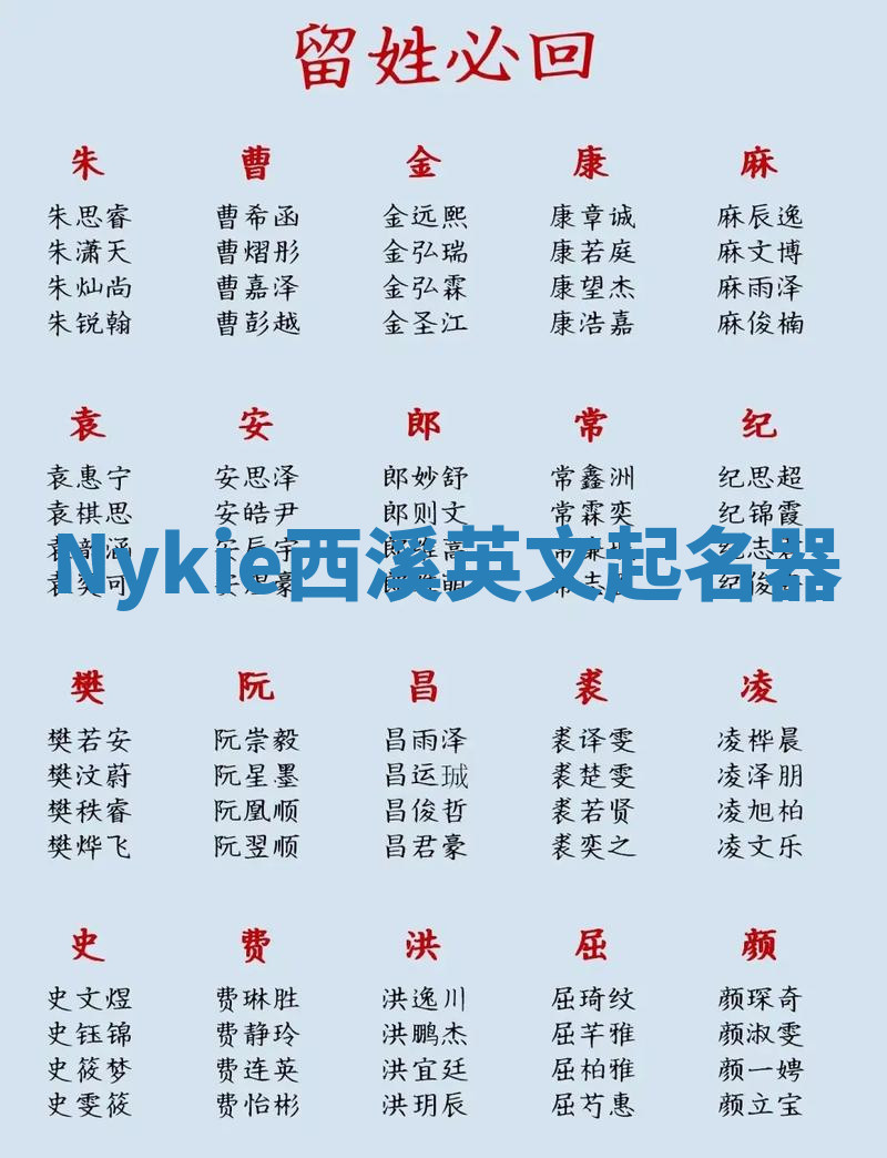 Nykie西溪英文起名器