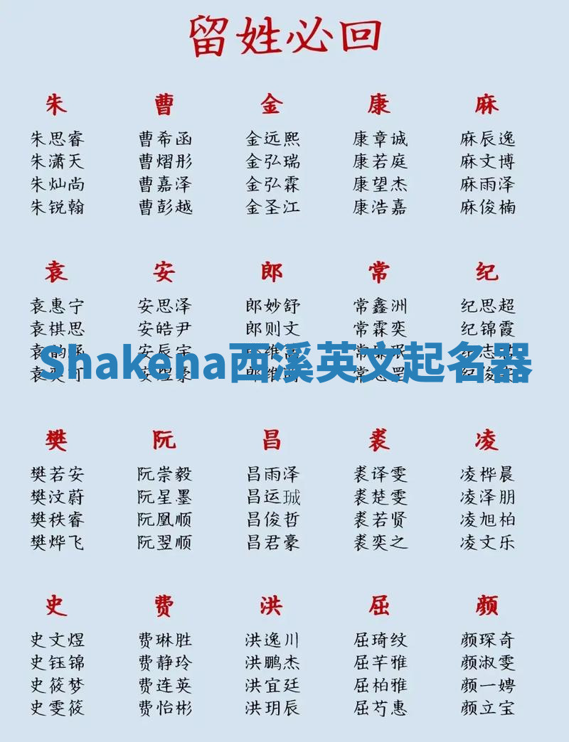 Shakena西溪英文起名器 Shakena西溪英文起名器