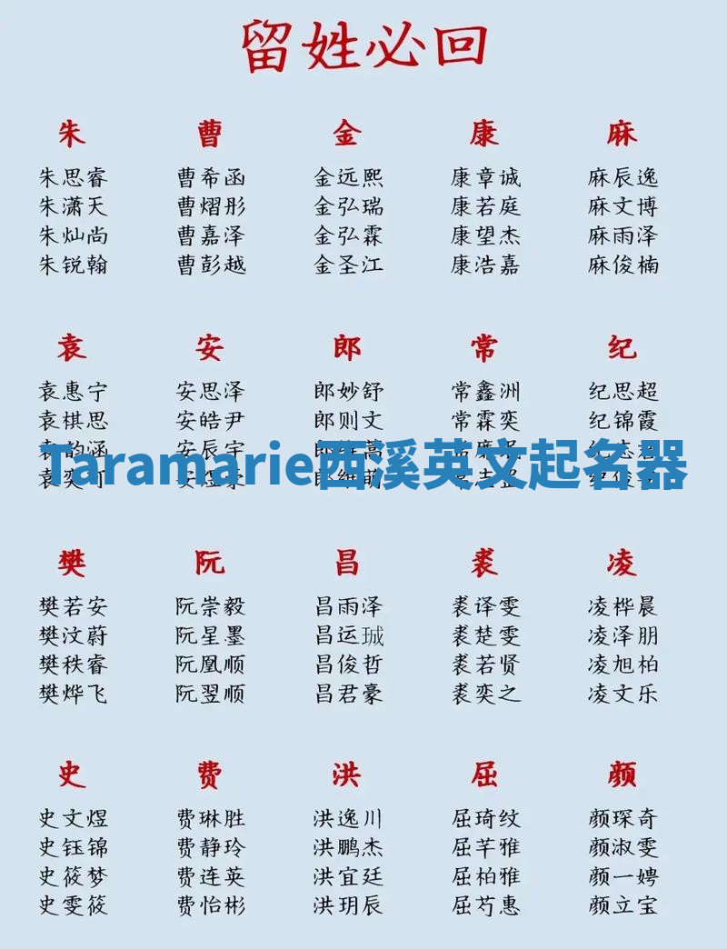 Taramarie西溪英文起名器