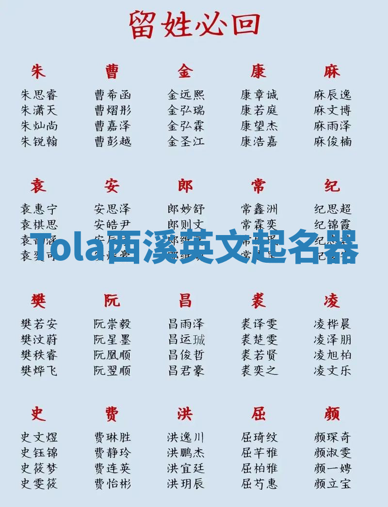 Tola西溪英文起名器