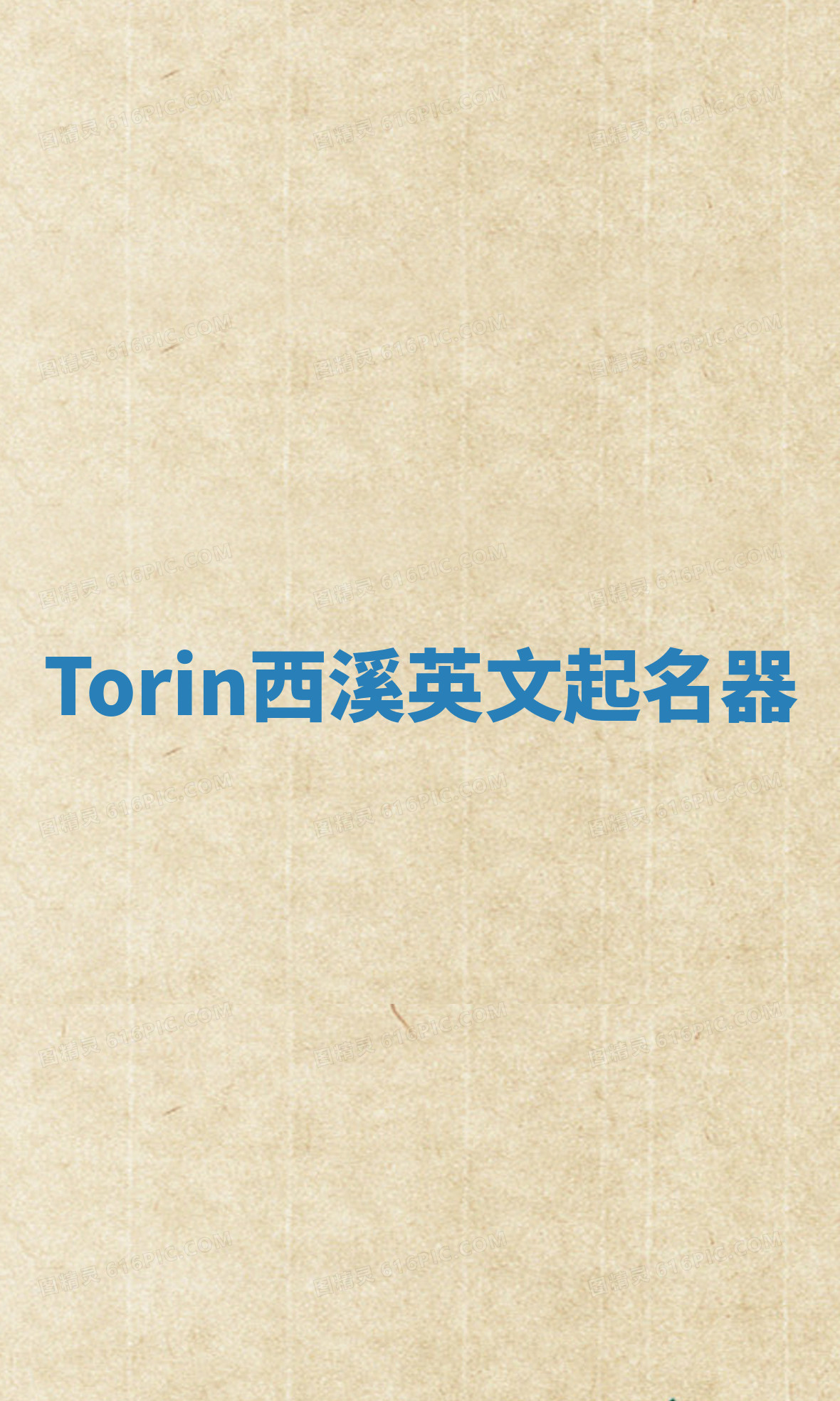 Torin西溪英文起名器