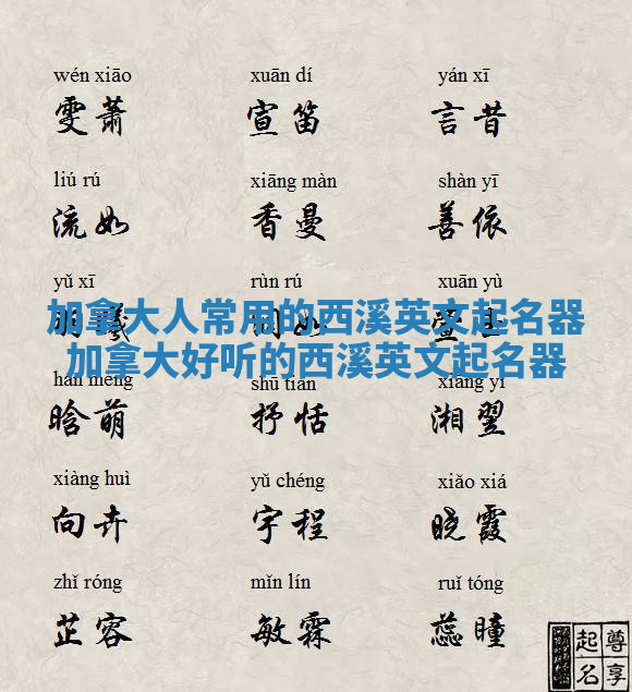 加拿大人常用的西溪英文起名器 加拿大好听的西溪英文起名器